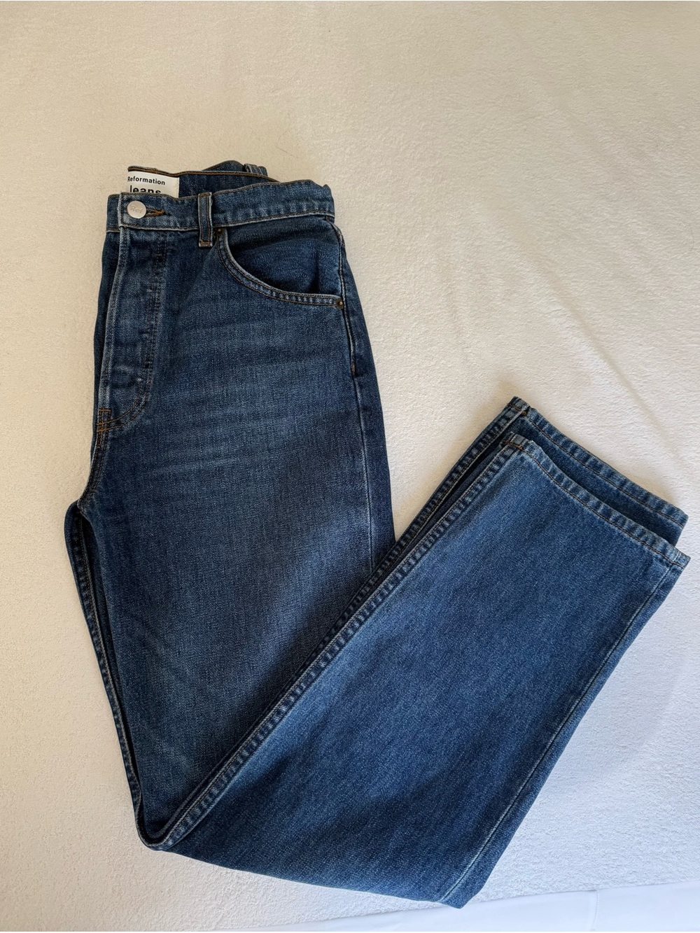Reformation Women's Straight Jeans in Dark Blue Denim